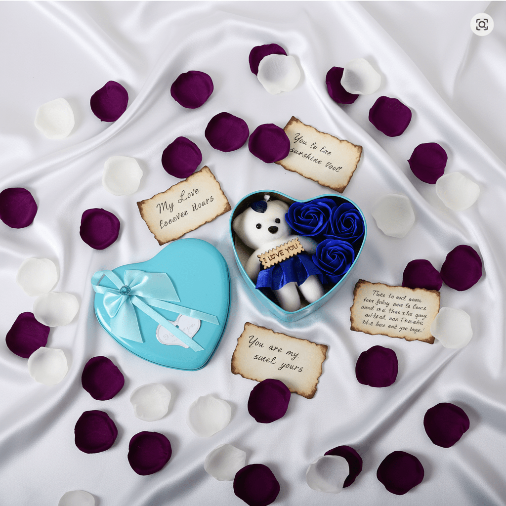 🧸 Miś z Róż Mydlanych w Eleganckim Sercu – Wyjątkowy Gest dla Niej - GestDlaNiej
